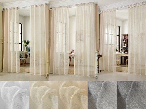2xgardinen transparent leinen - transparent,